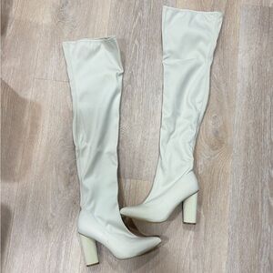 Missguided Cream Over-the-Knee Boots